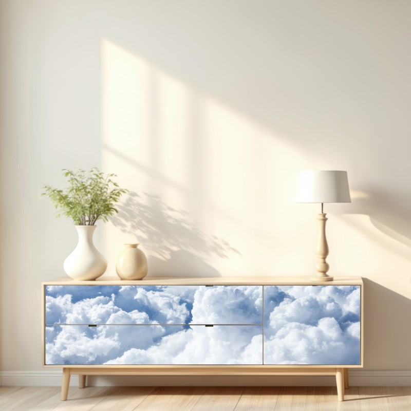 Repositionierbarer Aufkleber blick von oben: sanfte wolken und blauer himmel – Wallnifity® Repositionierbarer Aufkleber blick von oben: sanfte wolken und blauer himmel – Wallnifity®