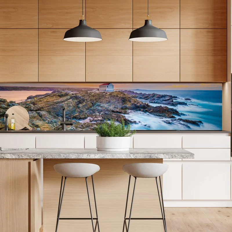 Repositionierbarer Aufkleber sonnenuntergang bei leuchtturm Favaritx, Menorca – Wallnifity® Repositionierbarer Aufkleber sonnenuntergang bei leuchtturm Favaritx, Menorca – Wallnifity®