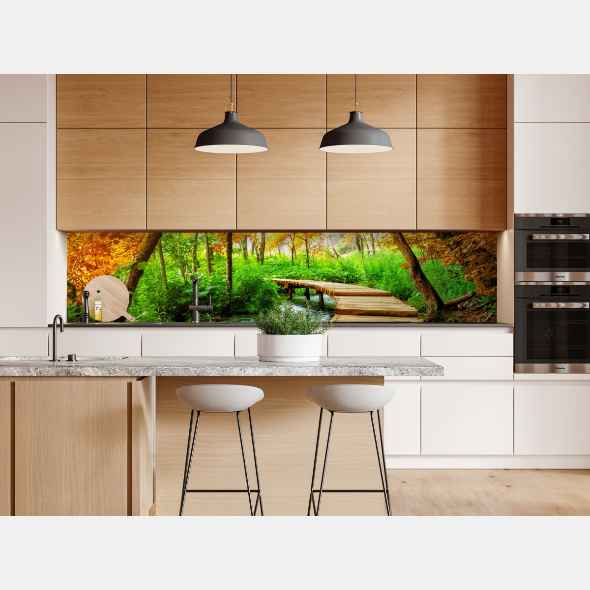 Repositionierbarer Aufkleber goldener steg durch den wald bei Plitvicer Seen – Wallnifity® Repositionierbarer Aufkleber goldener steg durch den wald bei Plitvicer Seen – Wallnifity®
