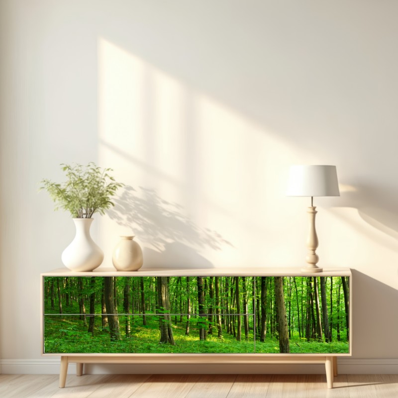 Repositionierbarer Aufkleber sonniger grüner wald im frühling – Wallnifity® Repositionierbarer Aufkleber sonniger grüner wald im frühling – Wallnifity®