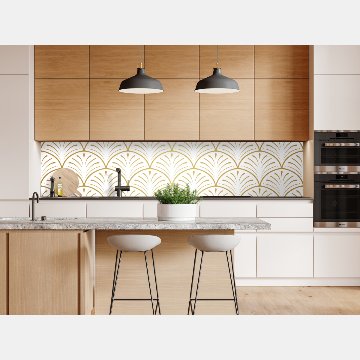 Repositionierbarer Aufkleber goldenes art deco fächermuster – Wallnifity® Repositionierbarer Aufkleber goldenes art deco fächermuster – Wallnifity®