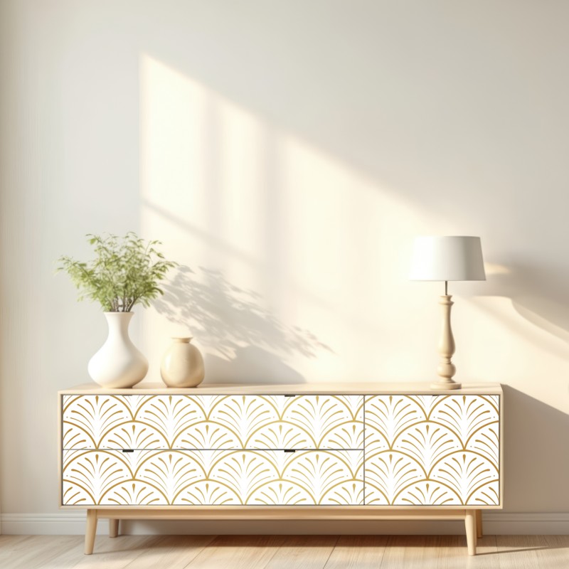 Repositionierbarer Aufkleber goldenes art deco fächermuster – Wallnifity® Repositionierbarer Aufkleber goldenes art deco fächermuster – Wallnifity®