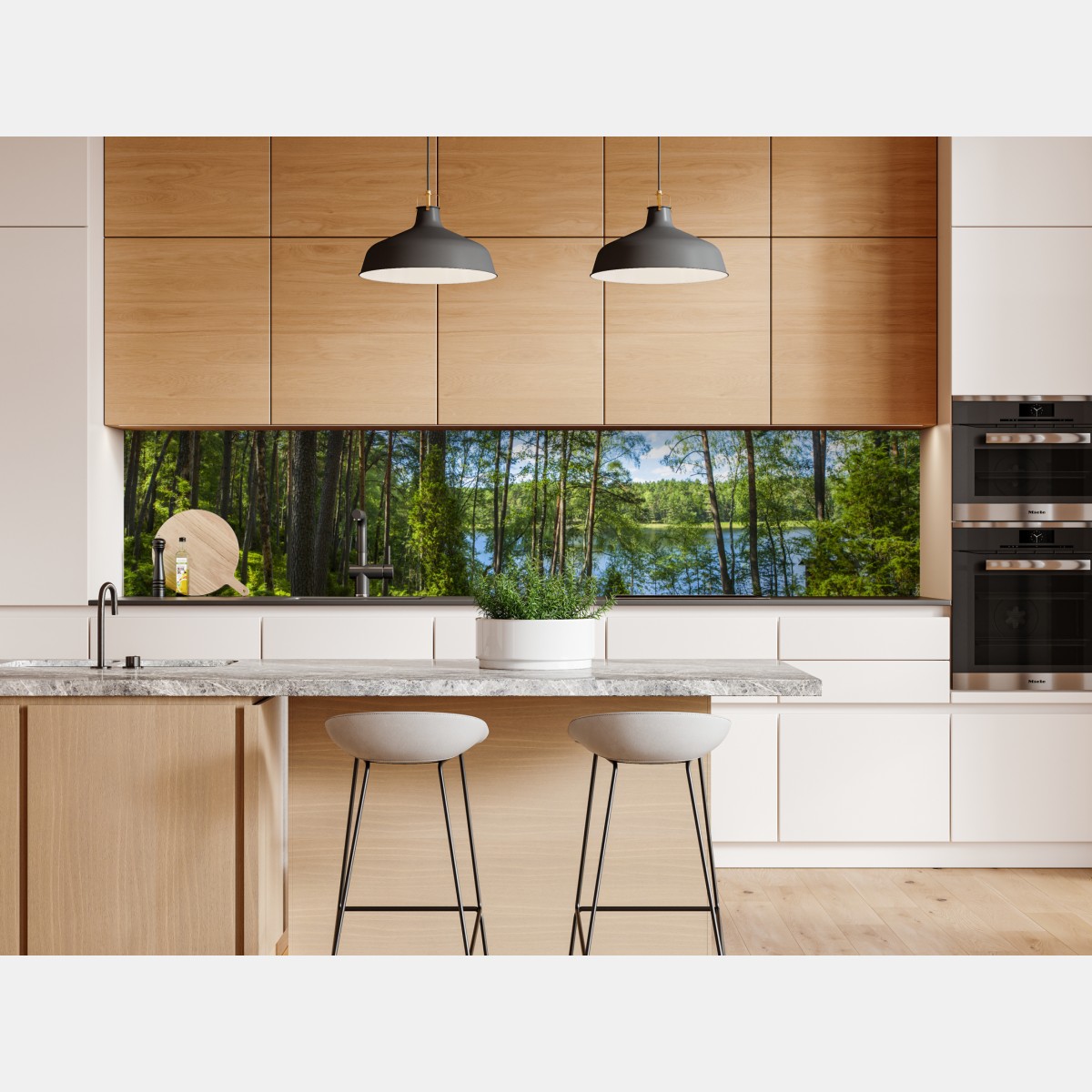 Repositionierbarer Aufkleber ruhiger kiefernwald am see – Wallnifity® Repositionierbarer Aufkleber ruhiger kiefernwald am see – Wallnifity®