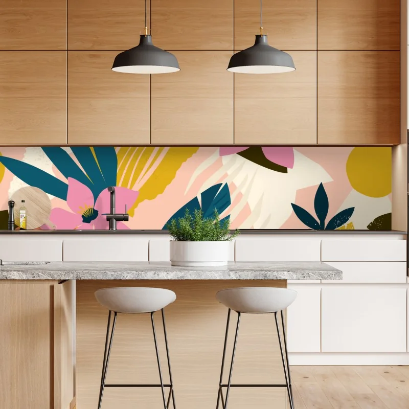 Repositionierbarer Aufkleber tropisches abstraktes blumenmotiv – Wallnifity® Repositionierbarer Aufkleber tropisches abstraktes blumenmotiv – Wallnifity®