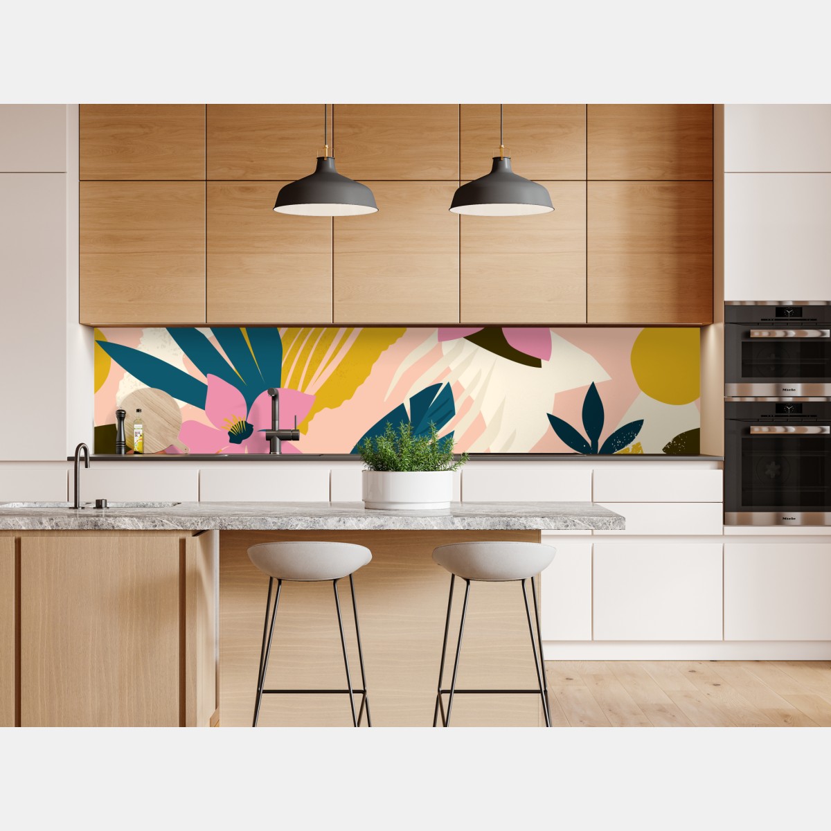 Repositionierbarer Aufkleber tropisches abstraktes blumenmotiv – Wallnifity® Repositionierbarer Aufkleber tropisches abstraktes blumenmotiv – Wallnifity®