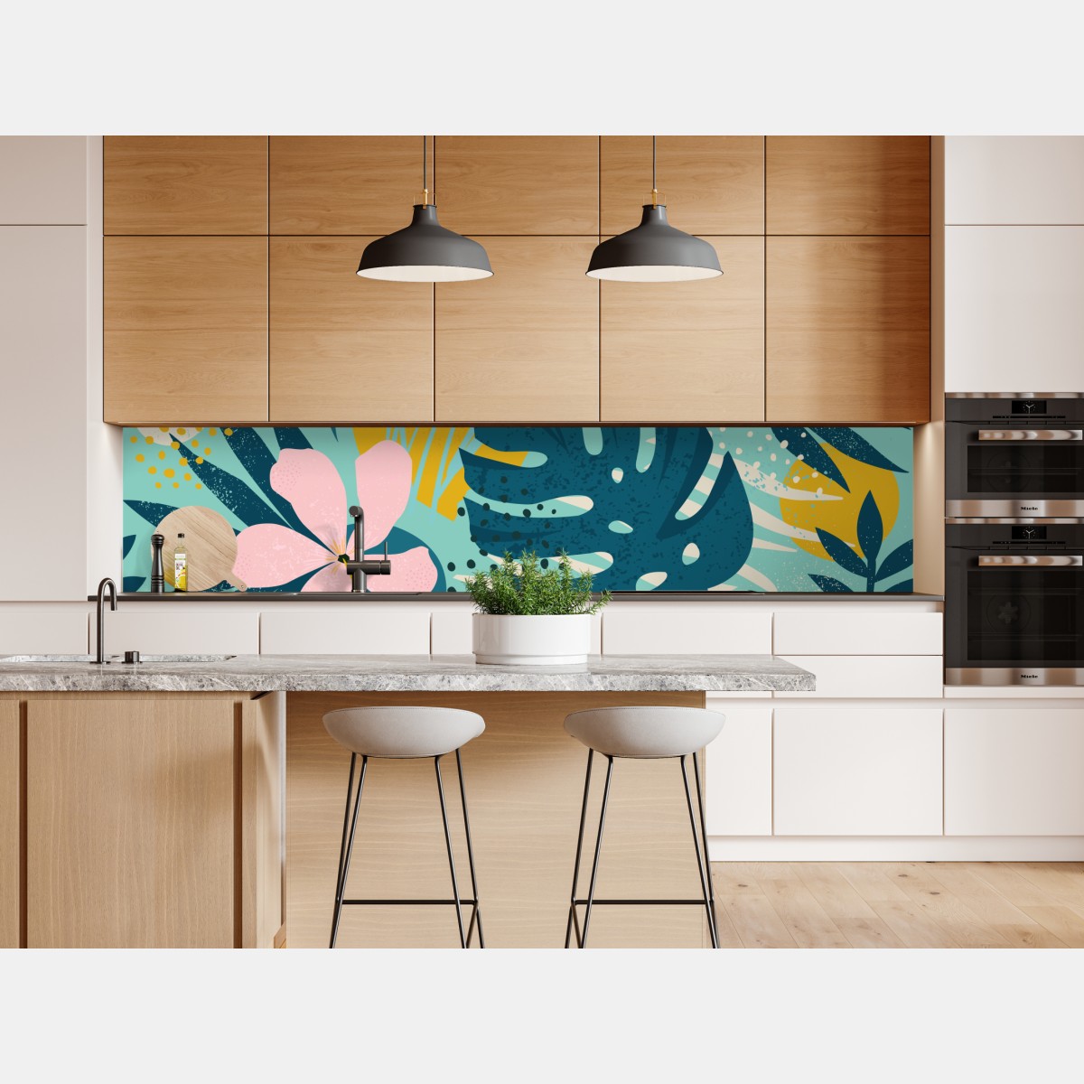 Repositionierbarer Aufkleber tropische blätter und blüten – Wallnifity® Repositionierbarer Aufkleber tropische blätter und blüten – Wallnifity®