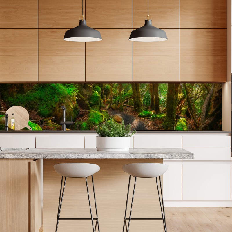Repositionierbarer Aufkleber verzauberter grüner waldbach – Wallnifity®