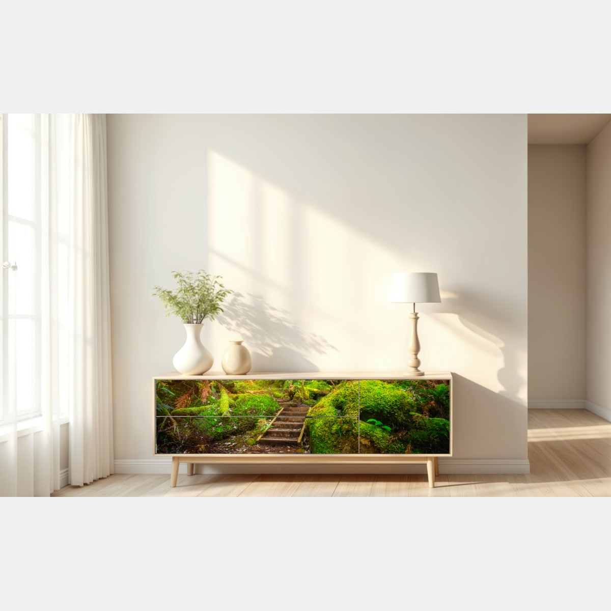 Repositionierbarer Aufkleber moosiger regenwaldpfad auf der Tasman-Halbinsel – Wallnifity® Repositionierbarer Aufkleber moosiger regenwaldpfad auf der Tasman-Halbinsel – Wallnifity®
