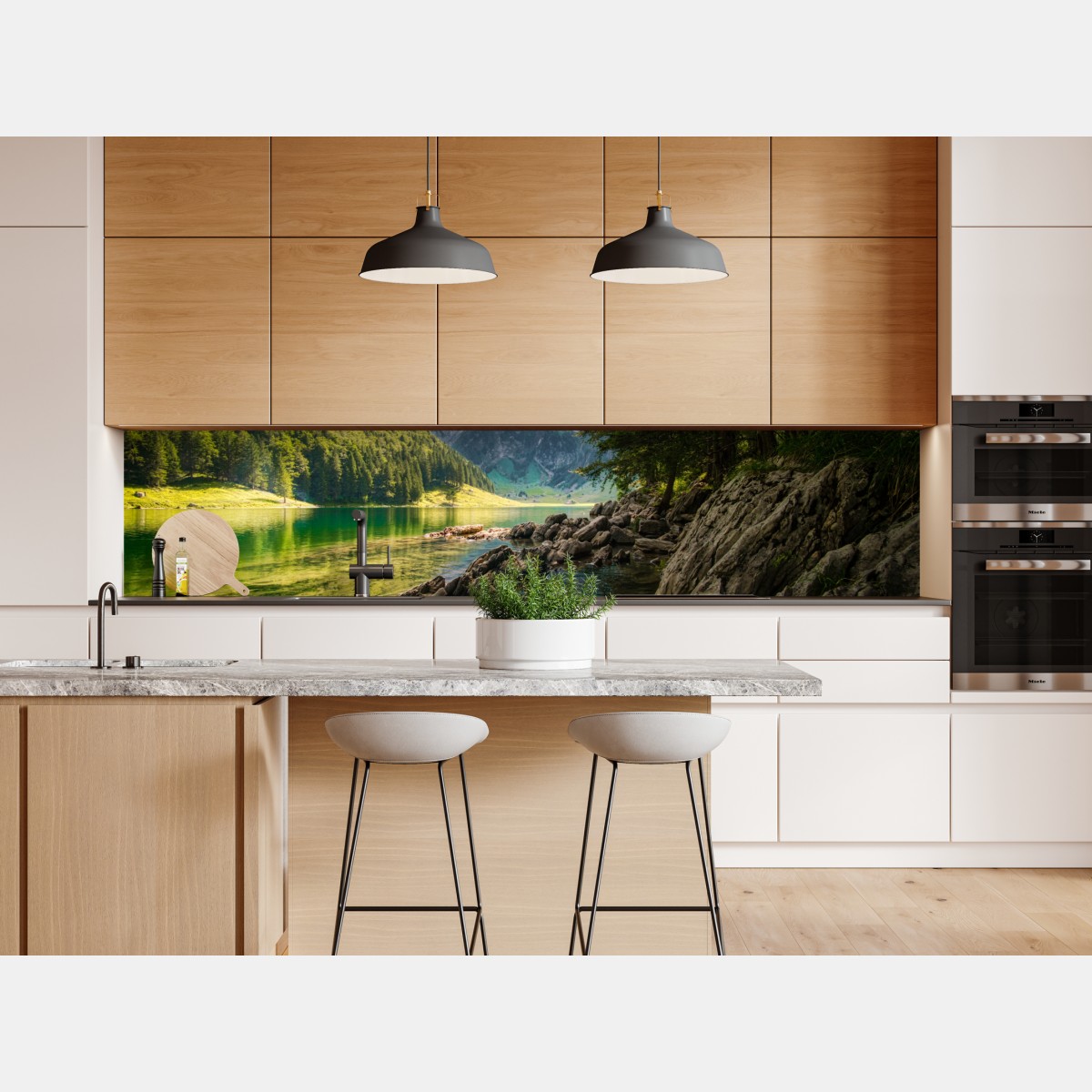 Repositionierbarer Aufkleber ruhiger bergsee mit spiegelungen im wald – Wallnifity® Repositionierbarer Aufkleber ruhiger bergsee mit spiegelungen im wald – Wallnifity®