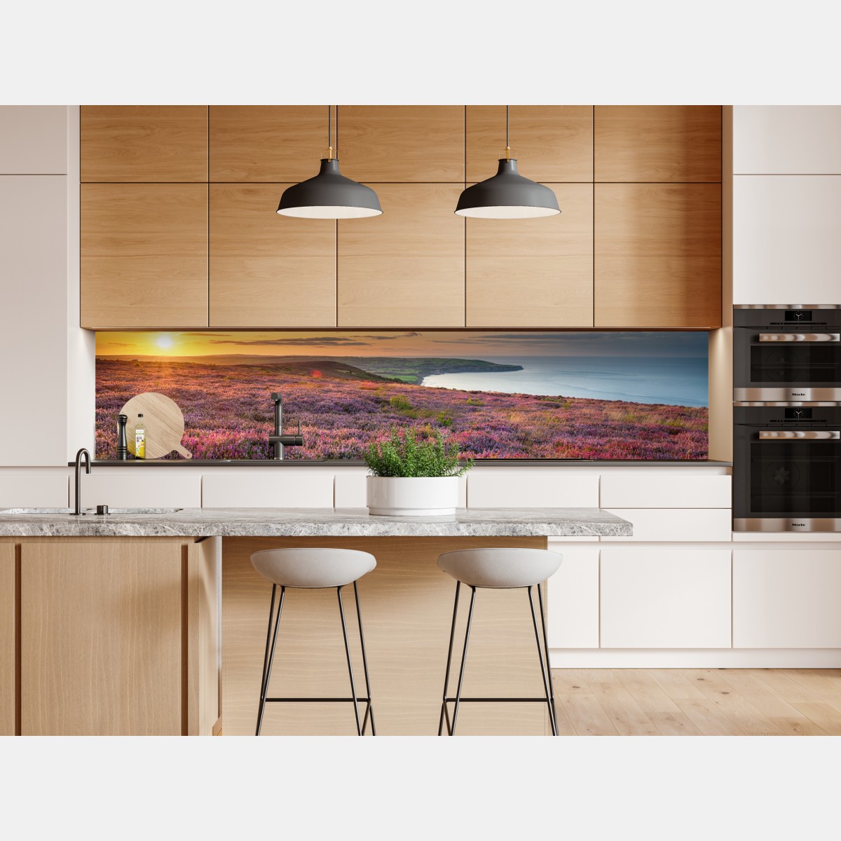 Repositionierbarer Aufkleber sonnenuntergang über der heide auf den North York Moors – Wallnifity® Repositionierbarer Aufkleber sonnenuntergang über der heide auf den North York Moors – Wallnifity®