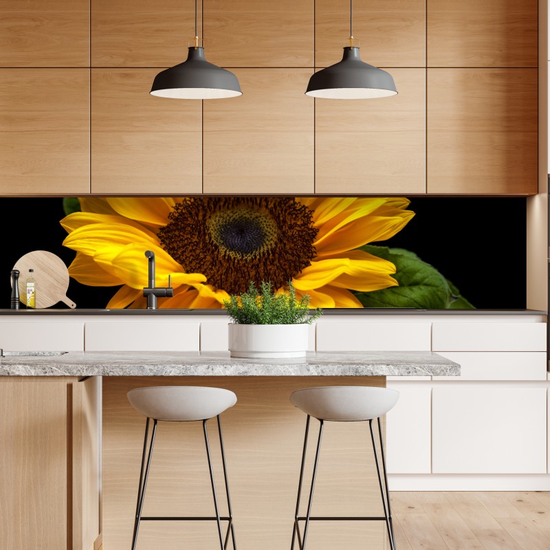 Repositionierbarer Aufkleber leuchtende mexikanische sonnenblume auf schwarzem hintergrund – Wallnifity®