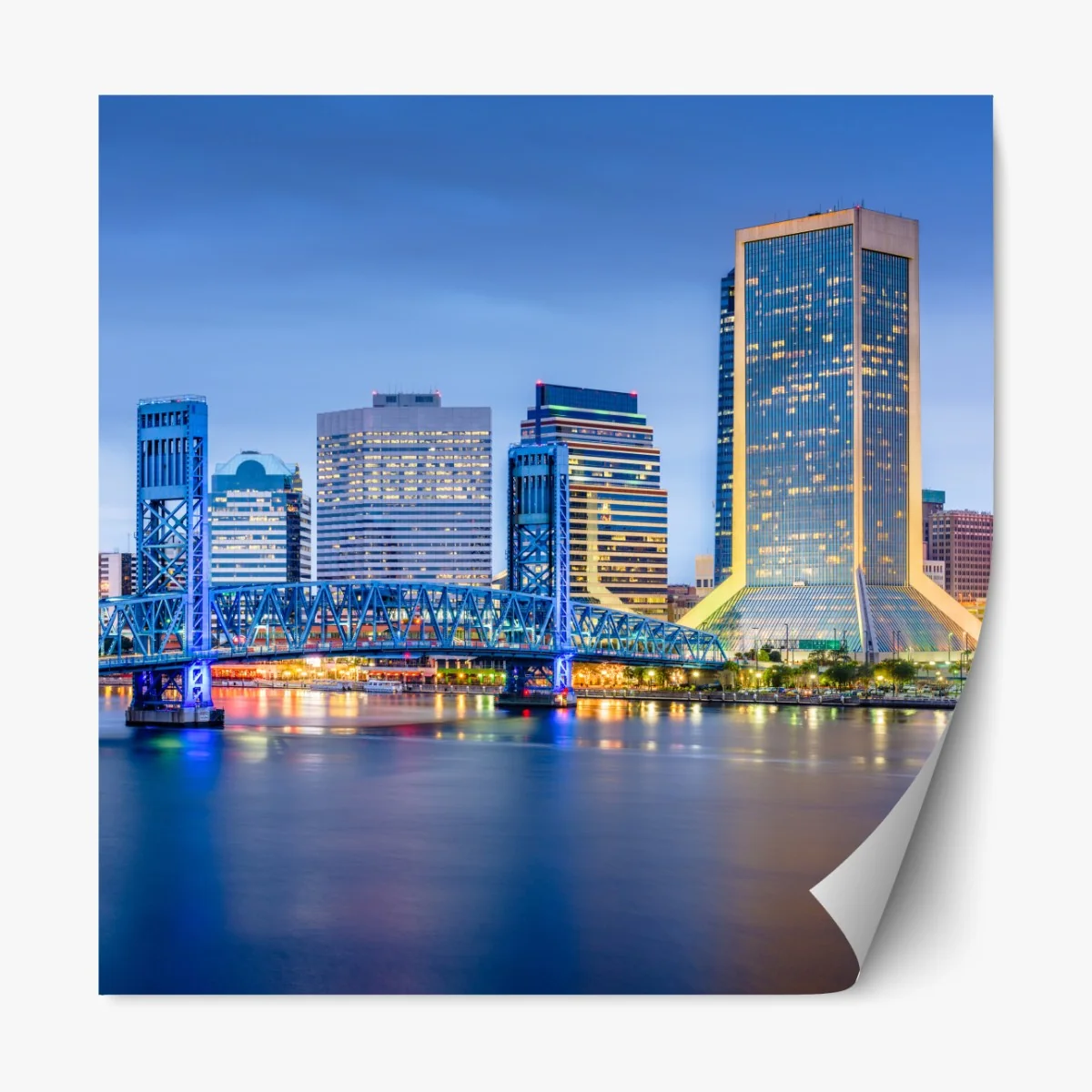 Repositionierbarer Aufkleber Jacksonville skyline bei dämmerung – Wallnifity® Repositionierbarer Aufkleber Jacksonville skyline bei dämmerung – Wallnifity®