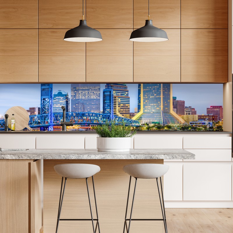 Repositionierbarer Aufkleber Jacksonville skyline bei dämmerung – Wallnifity® Repositionierbarer Aufkleber Jacksonville skyline bei dämmerung – Wallnifity®