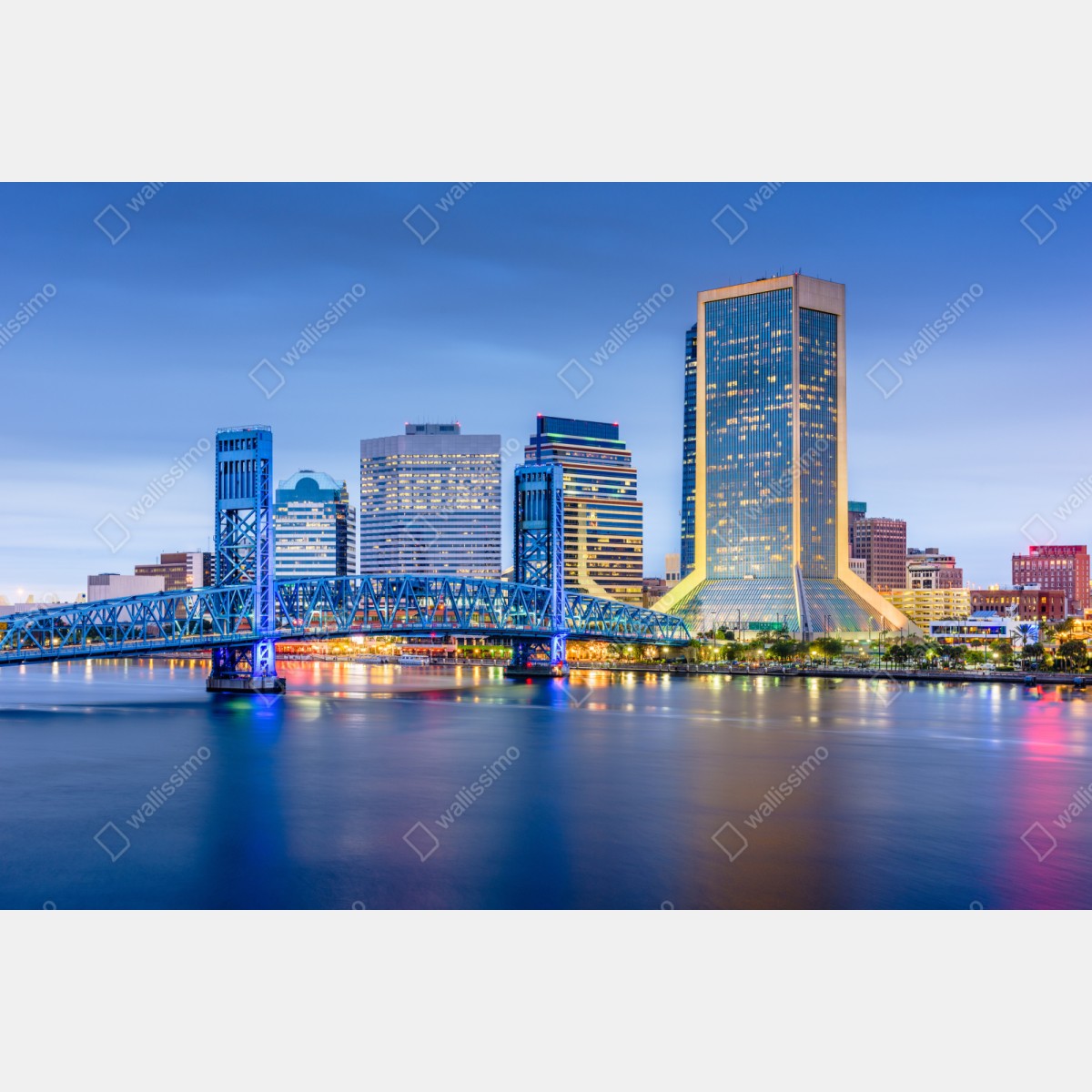 Repositionierbarer Aufkleber Jacksonville skyline bei dämmerung – Wallnifity® Repositionierbarer Aufkleber Jacksonville skyline bei dämmerung – Wallnifity®