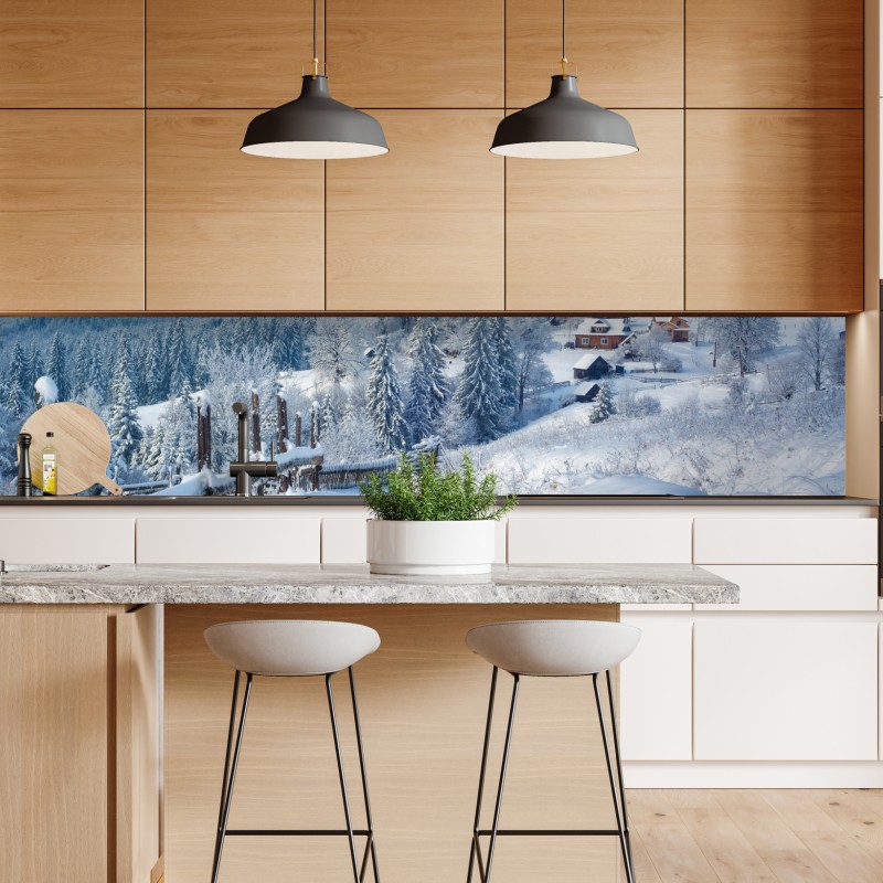 Repositionierbarer Aufkleber nebliger morgen in den Karpaten – Wallnifity®