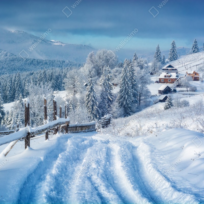 Repositionierbarer Aufkleber winterweg zum alpendorf – Wallnifity® Repositionierbarer Aufkleber winterweg zum alpendorf – Wallnifity®