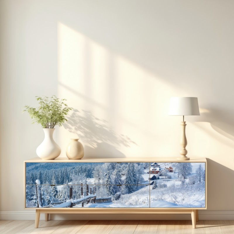 Repositionierbarer Aufkleber winterweg zum alpendorf – Wallnifity® Repositionierbarer Aufkleber winterweg zum alpendorf – Wallnifity®