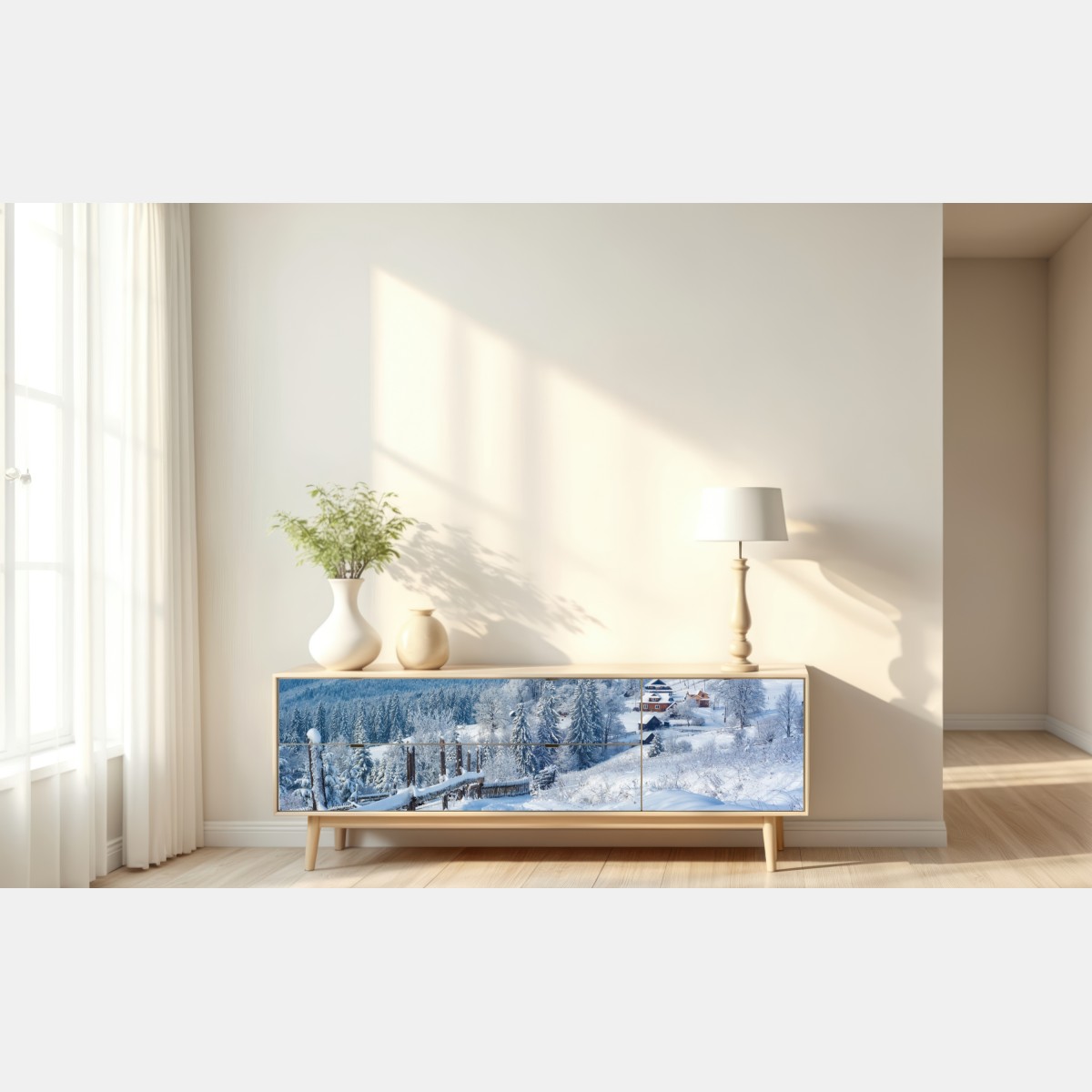 Repositionierbarer Aufkleber winterweg zum alpendorf – Wallnifity® Repositionierbarer Aufkleber winterweg zum alpendorf – Wallnifity®