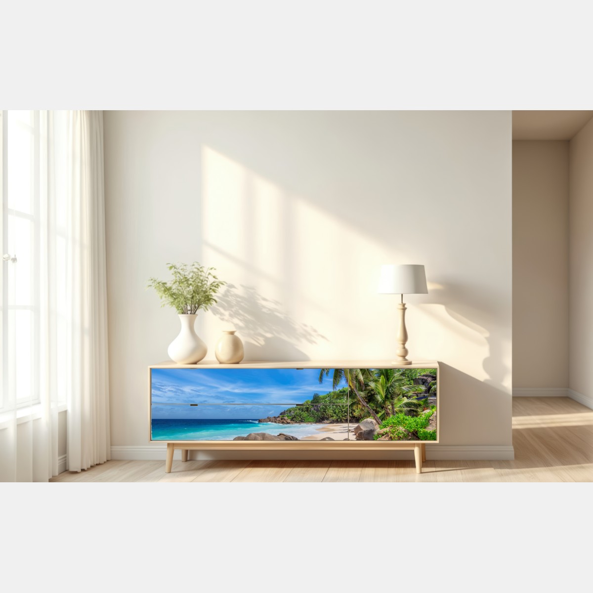 Repositionierbarer Aufkleber tropischer palmenstrand – Wallnifity® Repositionierbarer Aufkleber tropischer palmenstrand – Wallnifity®