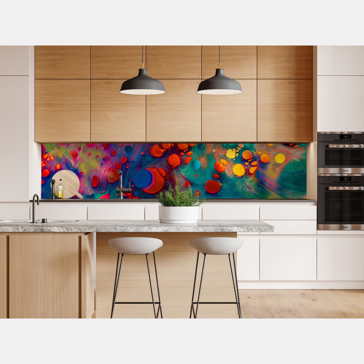 Repositionierbarer Aufkleber lebendige türkis-orange marmorierte kunst – Wallnifity® Repositionierbarer Aufkleber lebendige türkis-orange marmorierte kunst – Wallnifity®