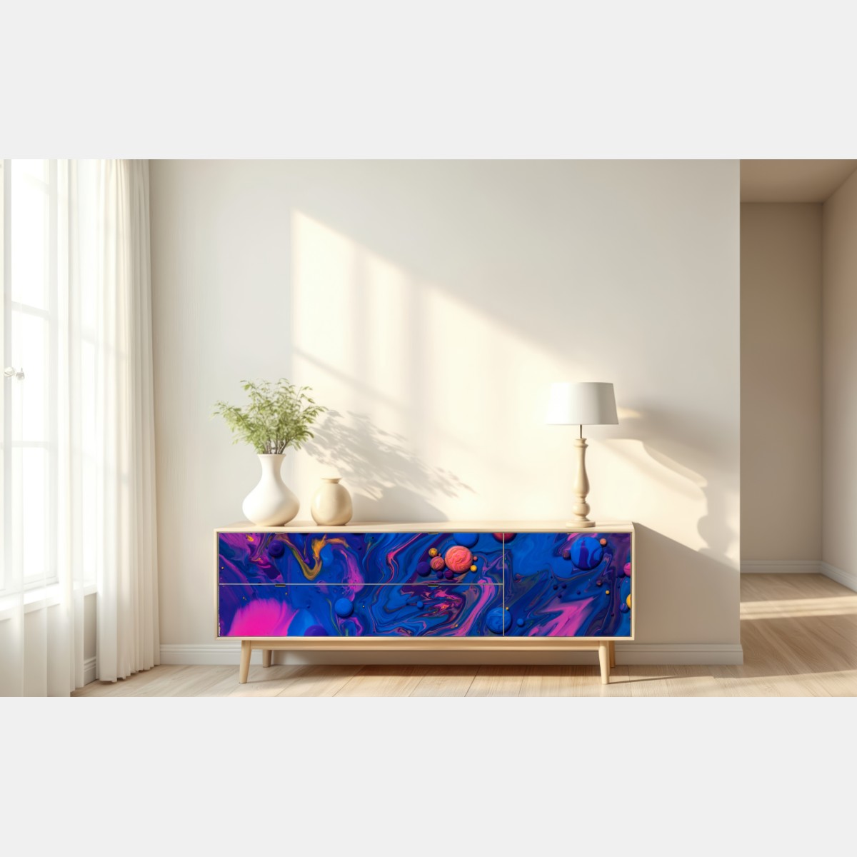 Repositionierbarer Aufkleber lebendige kosmische farbwirbel – Wallnifity® Repositionierbarer Aufkleber lebendige kosmische farbwirbel – Wallnifity®