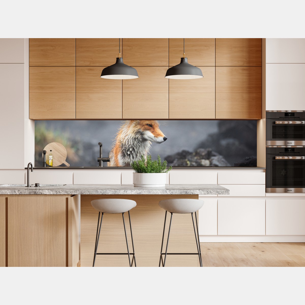 Repositionierbarer Aufkleber roter fuchs in nebliger landschaft – Wallnifity® Repositionierbarer Aufkleber roter fuchs in nebliger landschaft – Wallnifity®