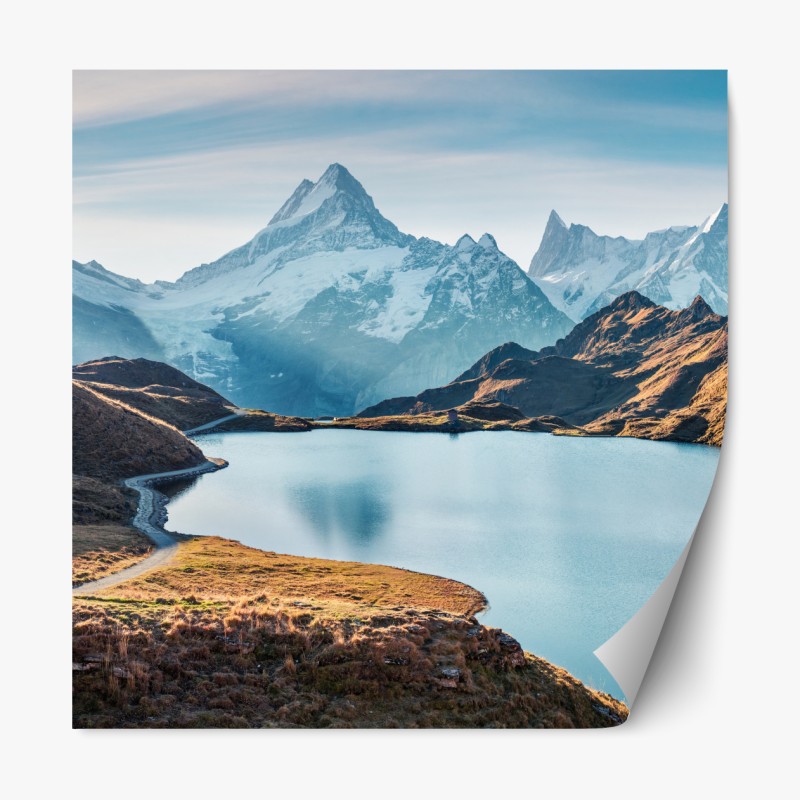 Repositionierbarer Aufkleber majestätisches schneebedecktes bergtal – Wallnifity®