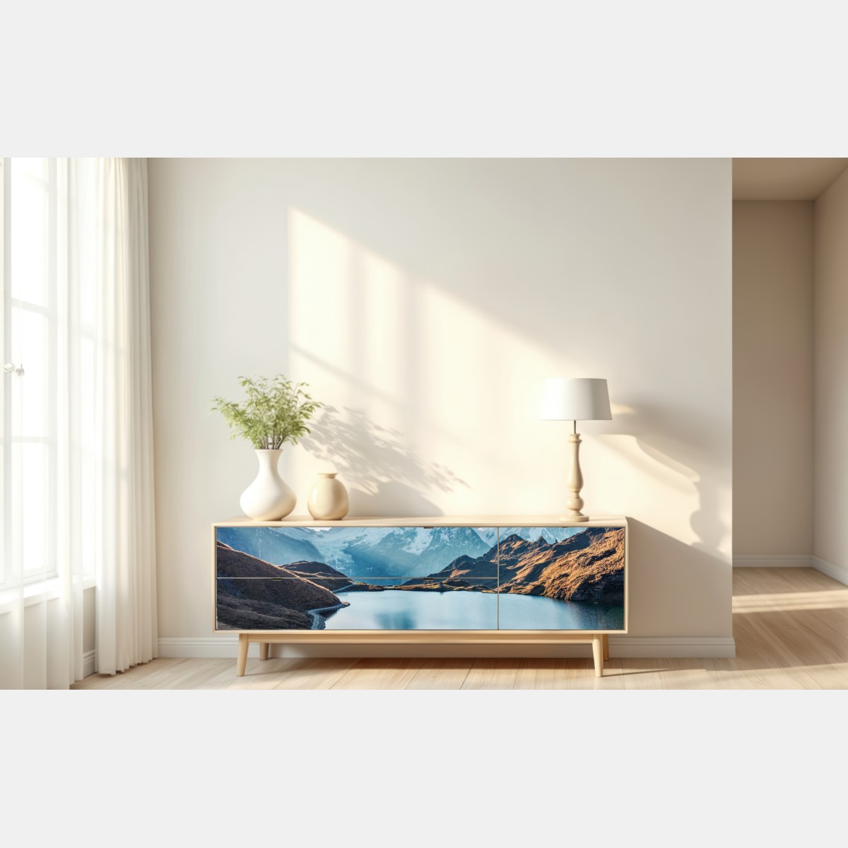 Repositionierbarer Aufkleber sonnenaufgang über Bachalpsee, Schweizer Alpen – Wallnifity® Repositionierbarer Aufkleber sonnenaufgang über Bachalpsee, Schweizer Alpen – Wallnifity®