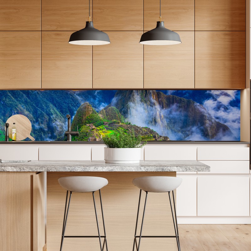Repositionierbarer Aufkleber spiegelglatter fjord mit bergkulisse – Wallnifity®