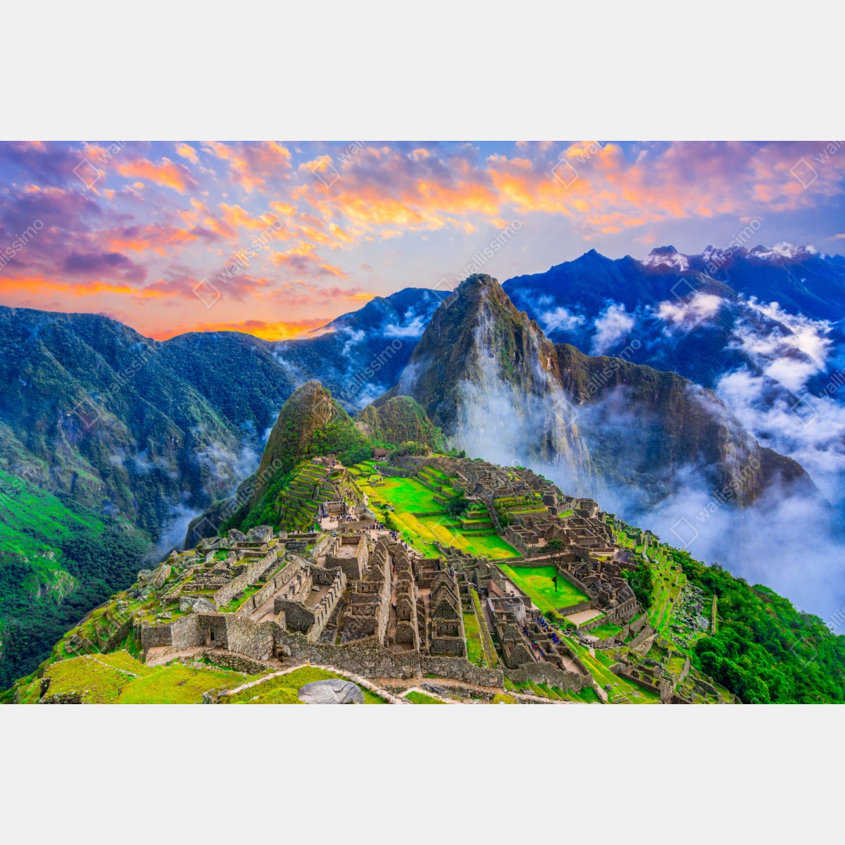 Repositionierbarer Aufkleber sonnenuntergang über Machu Picchu antike Inka-zitadelle – Wallnifity® Repositionierbarer Aufkleber sonnenuntergang über Machu Picchu antike Inka-zitadelle – Wallnifity®