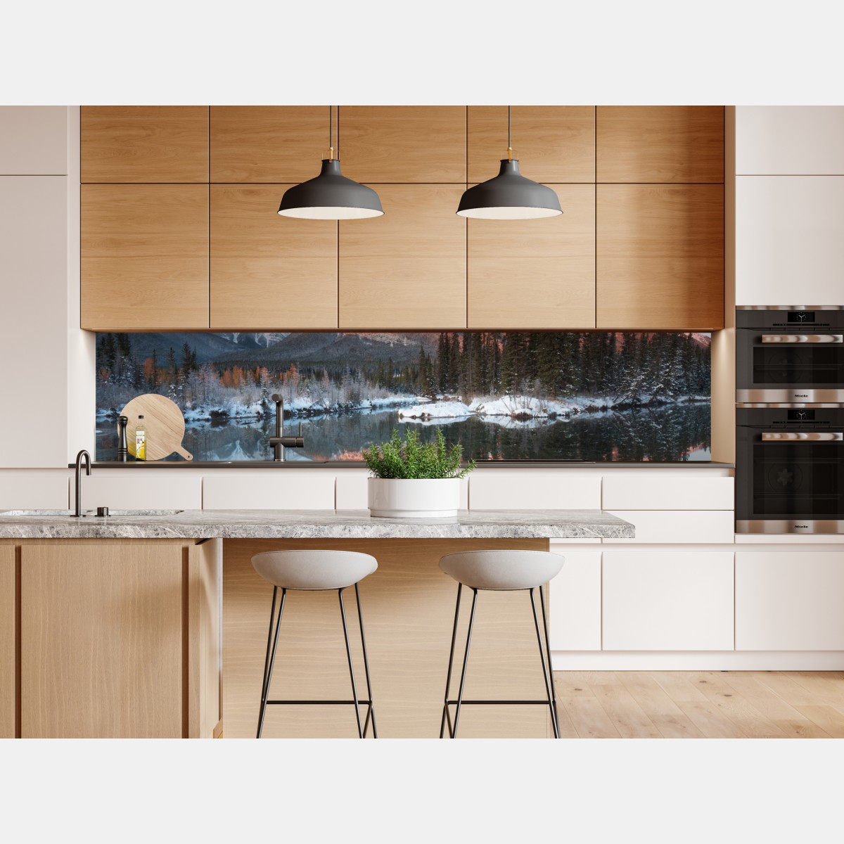 Repositionierbarer Aufkleber bergspiegelung im morgendlichen glühen – Wallnifity® Repositionierbarer Aufkleber bergspiegelung im morgendlichen glühen – Wallnifity®