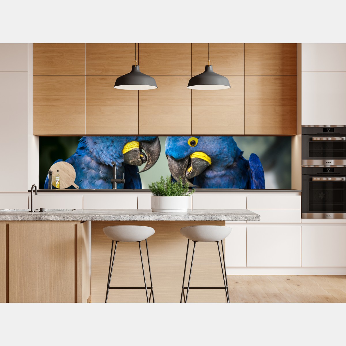 Repositionierbarer Aufkleber paar blauer aras - nahaufnahme – Wallnifity® Repositionierbarer Aufkleber paar blauer aras - nahaufnahme – Wallnifity®
