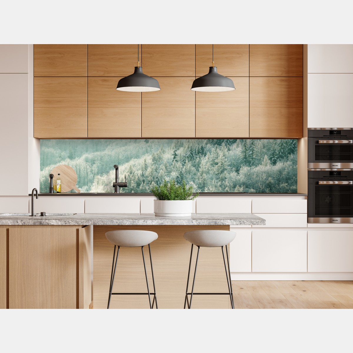 Repositionierbarer Aufkleber nebliger reifbedeckter wald – Wallnifity® Repositionierbarer Aufkleber nebliger reifbedeckter wald – Wallnifity®