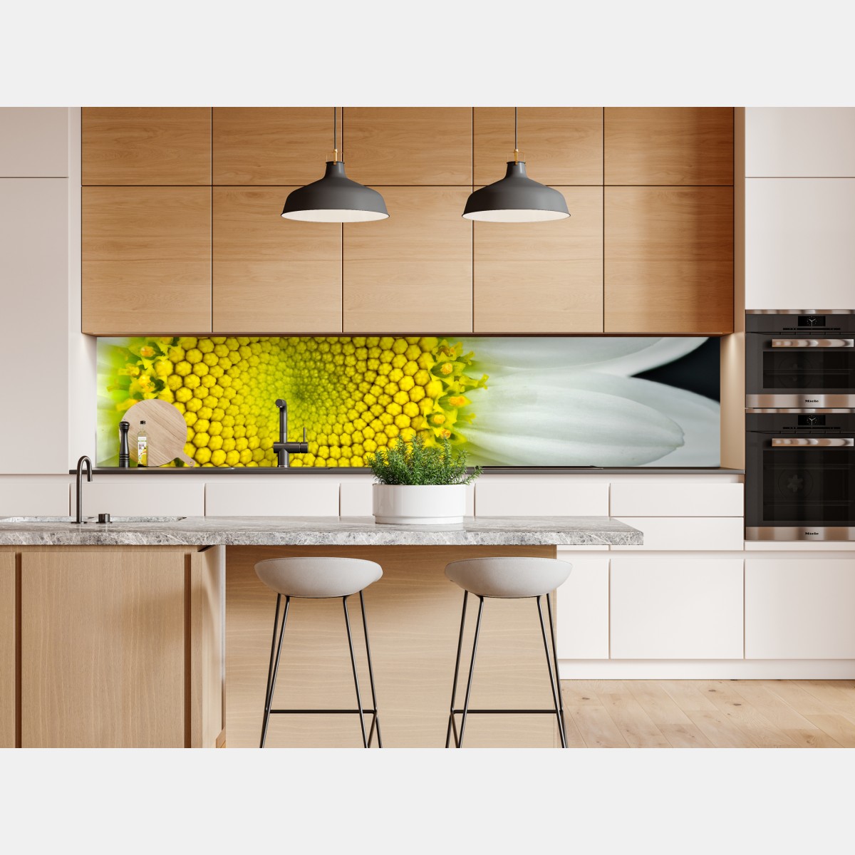 Repositionierbarer Aufkleber makro gänseblümchen spiralmuster – Wallnifity® Repositionierbarer Aufkleber makro gänseblümchen spiralmuster – Wallnifity®