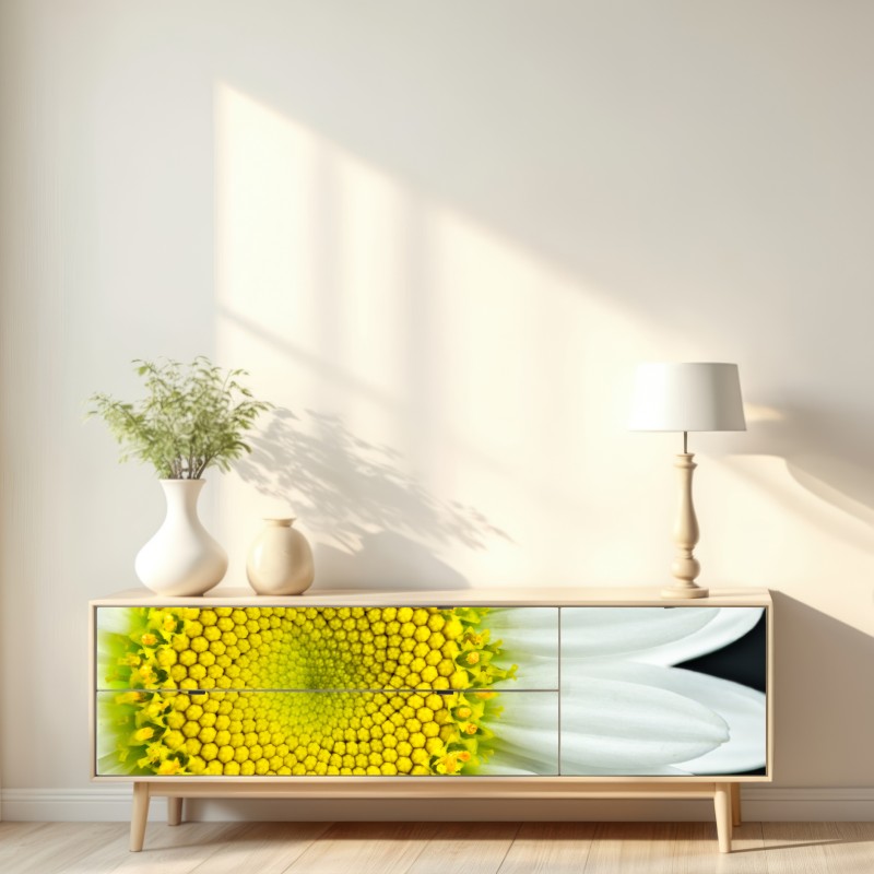 Repositionierbarer Aufkleber makro gänseblümchen spiralmuster – Wallnifity® Repositionierbarer Aufkleber makro gänseblümchen spiralmuster – Wallnifity®