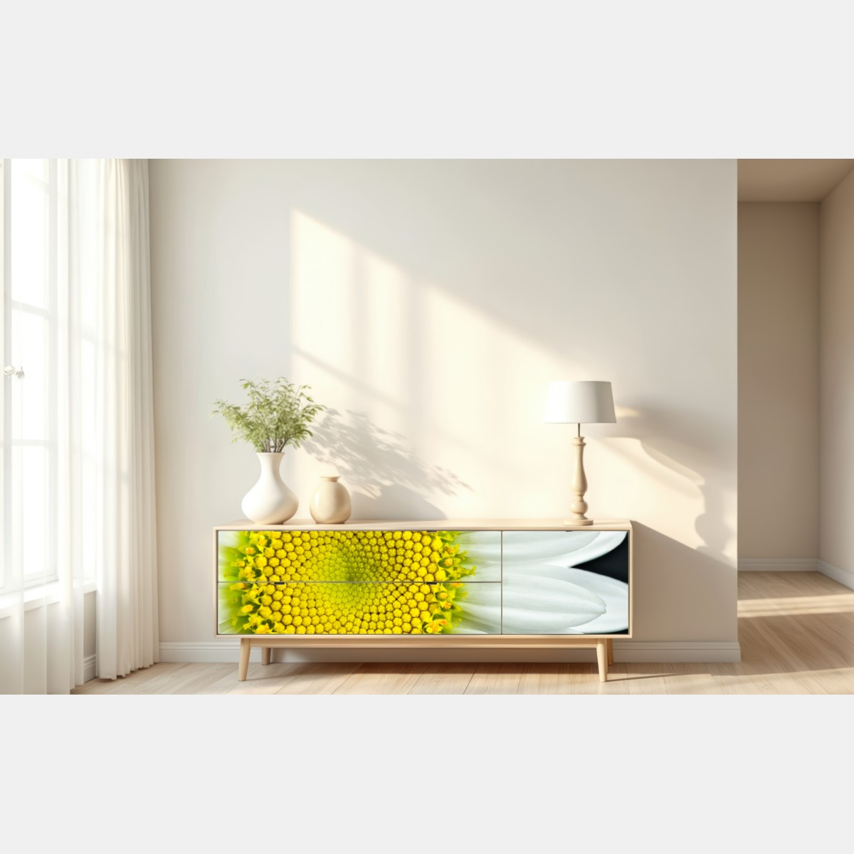Repositionierbarer Aufkleber makro gänseblümchen spiralmuster – Wallnifity® Repositionierbarer Aufkleber makro gänseblümchen spiralmuster – Wallnifity®