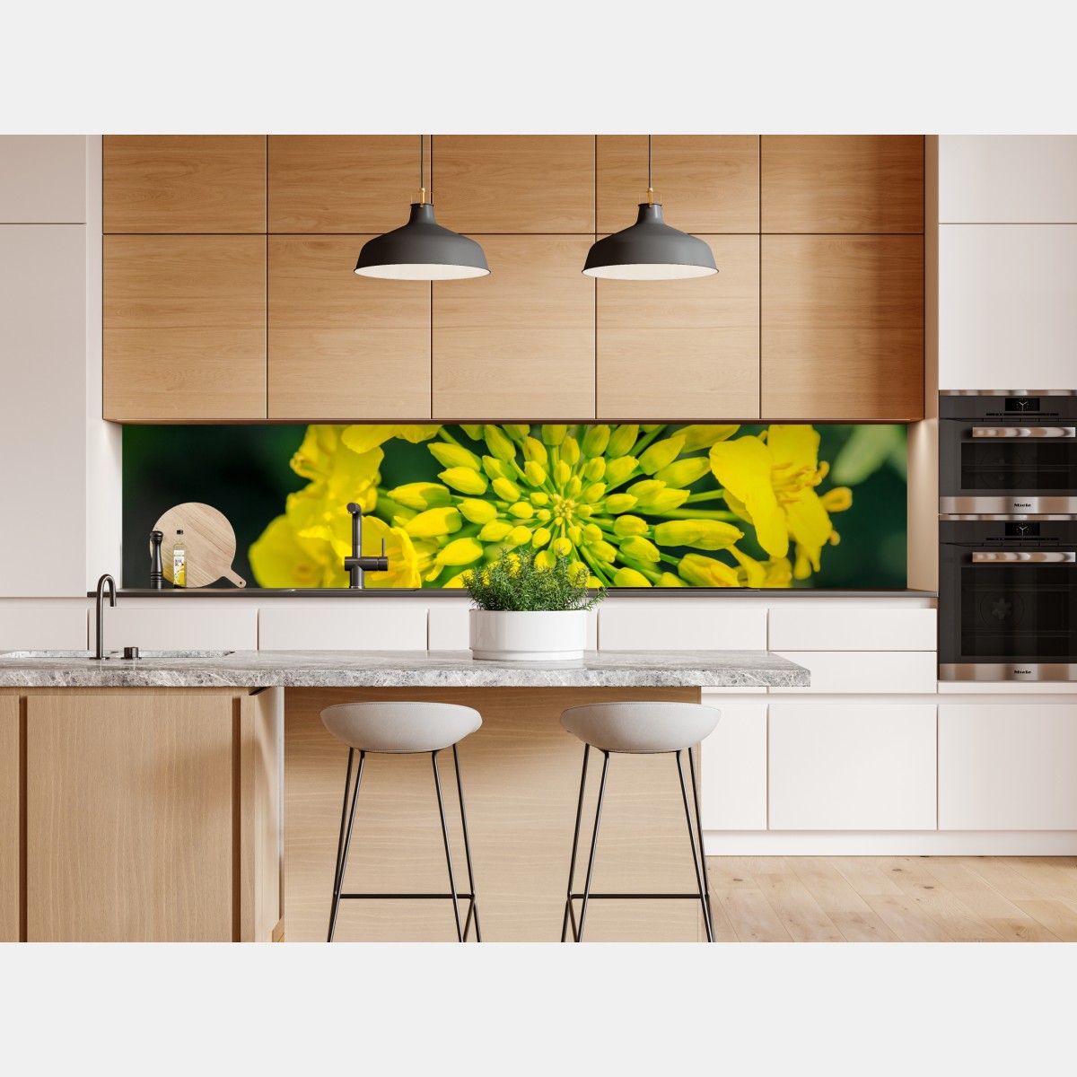 Repositionierbarer Aufkleber lebhafte gelbe rapsblüte im nahen makro – Wallnifity® Repositionierbarer Aufkleber lebhafte gelbe rapsblüte im nahen makro – Wallnifity®