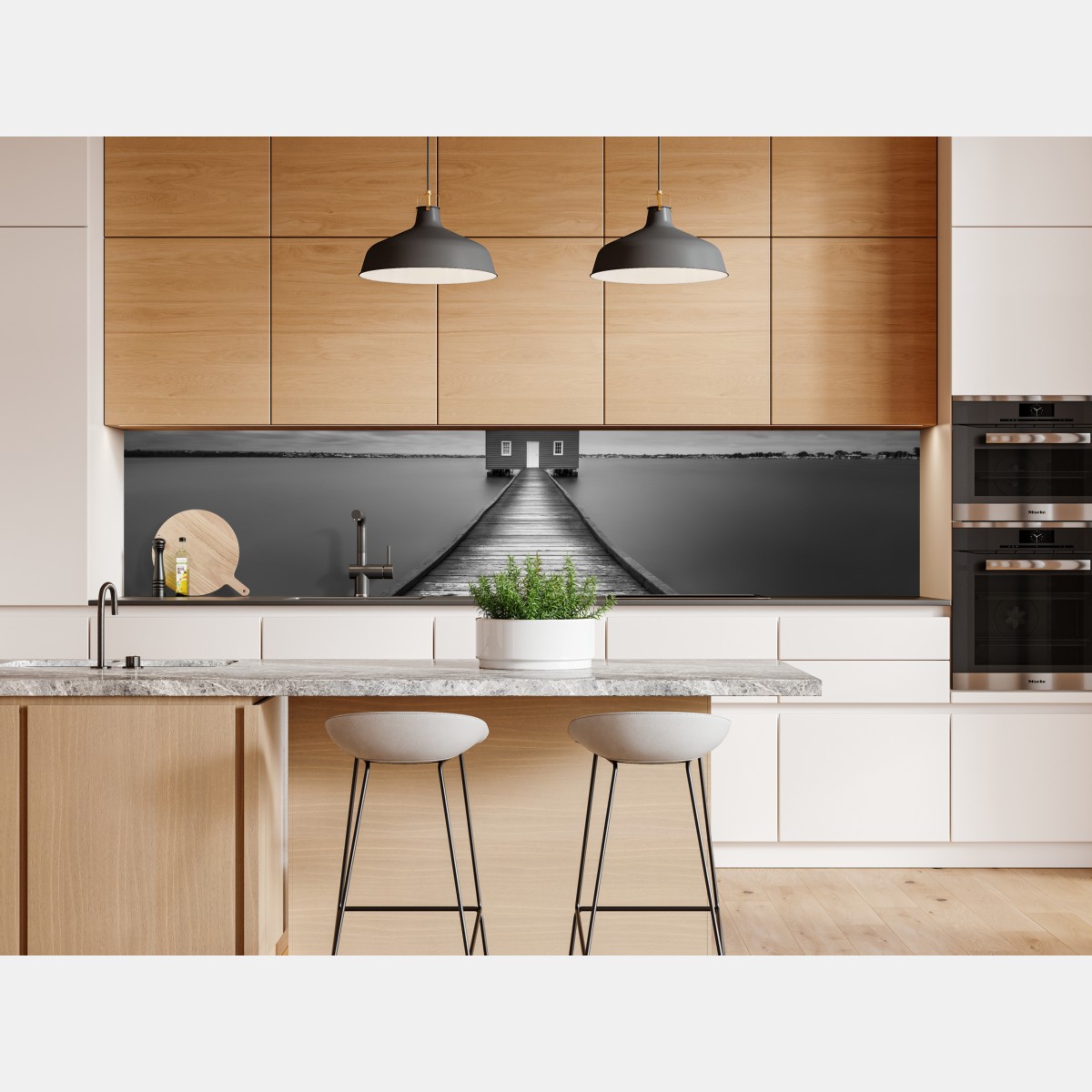 Repositionierbarer Aufkleber einsames bootshaus am ruhigen steg – Wallnifity® Repositionierbarer Aufkleber einsames bootshaus am ruhigen steg – Wallnifity®
