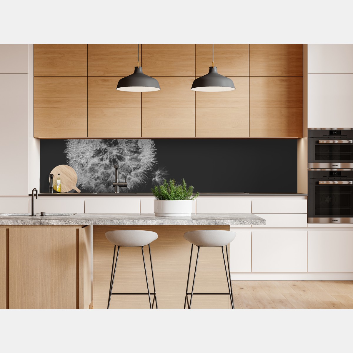 Repositionierbarer Aufkleber zarter löwenzahn in monochrom – Wallnifity® Repositionierbarer Aufkleber zarter löwenzahn in monochrom – Wallnifity®