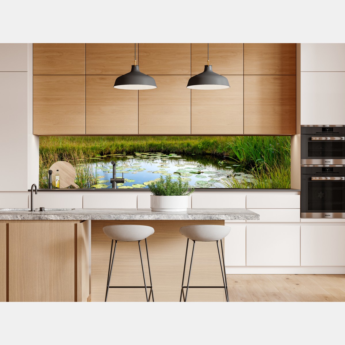 Repositionierbarer Aufkleber ruhiger seerosen-teich in der wiese – Wallnifity® Repositionierbarer Aufkleber ruhiger seerosen-teich in der wiese – Wallnifity®