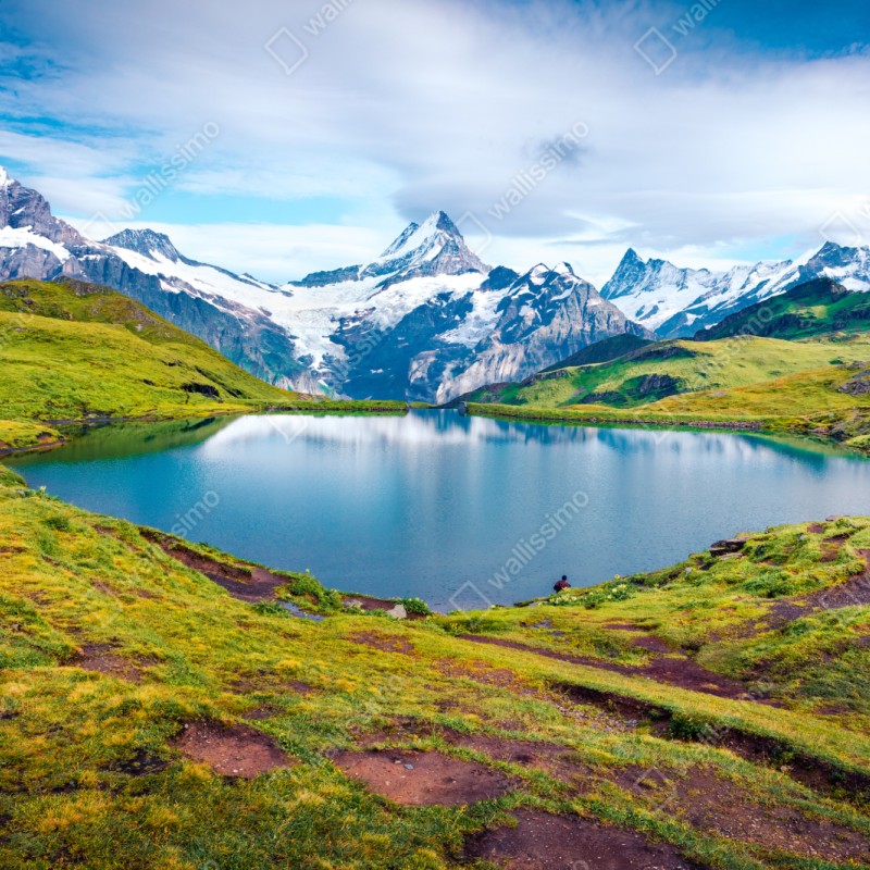 Repositionierbarer Aufkleber ruhiger morgen am Bachalpsee, Schweiz – Wallnifity® Repositionierbarer Aufkleber ruhiger morgen am Bachalpsee, Schweiz – Wallnifity®