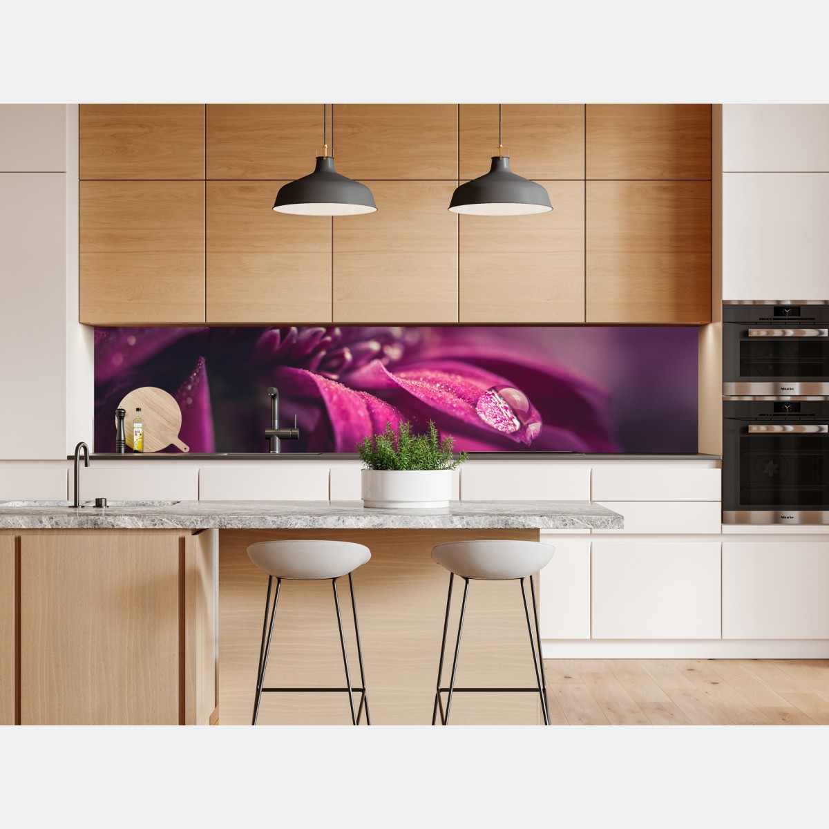Repositionierbarer Aufkleber lila makroblüte mit tautropfen – Wallnifity® Repositionierbarer Aufkleber lila makroblüte mit tautropfen – Wallnifity®