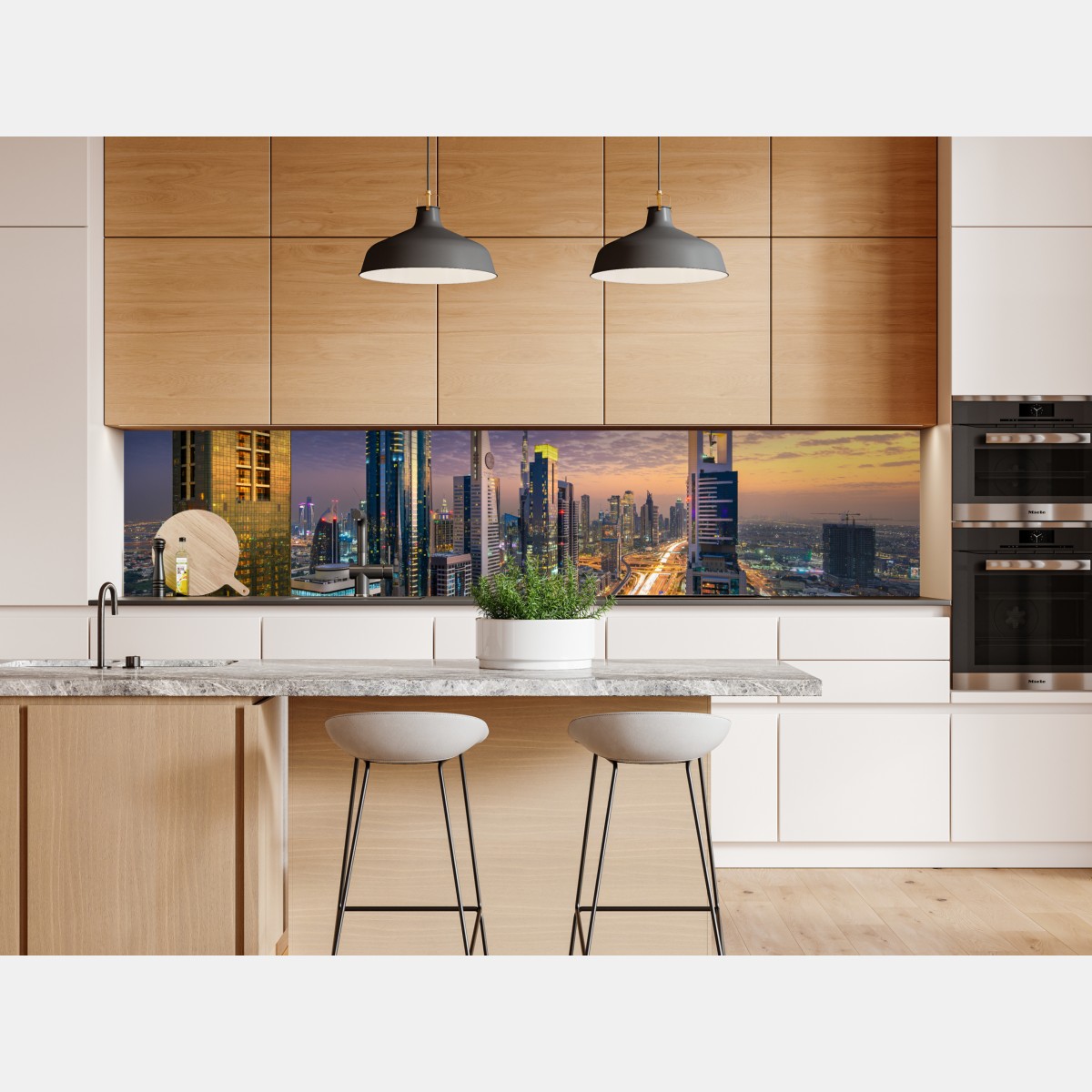 Repositionierbarer Aufkleber stadtszene Dubais bei dämmerung – Wallnifity® Repositionierbarer Aufkleber stadtszene Dubais bei dämmerung – Wallnifity®