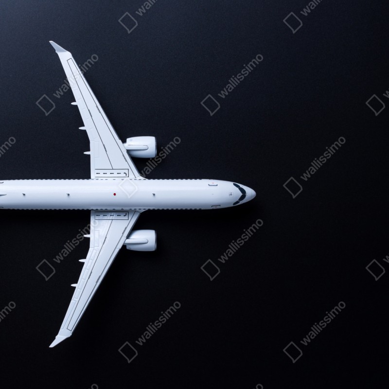 Repositionierbarer Aufkleber weißes flugzeug von oben auf schwarzem hintergrund – Wallnifity® Repositionierbarer Aufkleber weißes flugzeug von oben auf schwarzem hintergrund – Wallnifity®