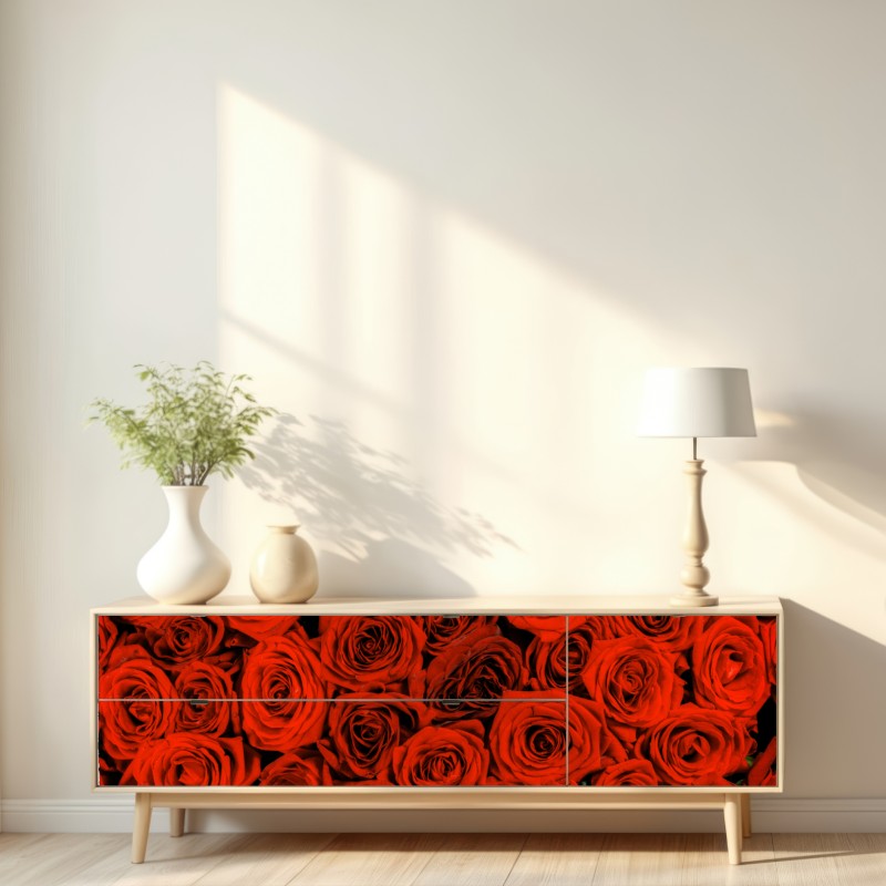 Repositionierbarer Aufkleber prächtiger strauß roter rosen – Wallnifity® Repositionierbarer Aufkleber prächtiger strauß roter rosen – Wallnifity®