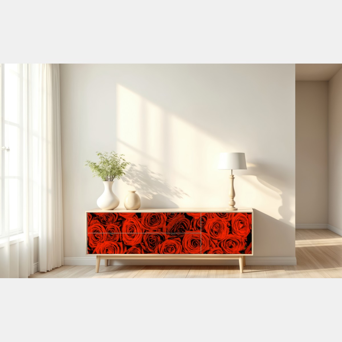 Repositionierbarer Aufkleber prächtiger strauß roter rosen – Wallnifity® Repositionierbarer Aufkleber prächtiger strauß roter rosen – Wallnifity®