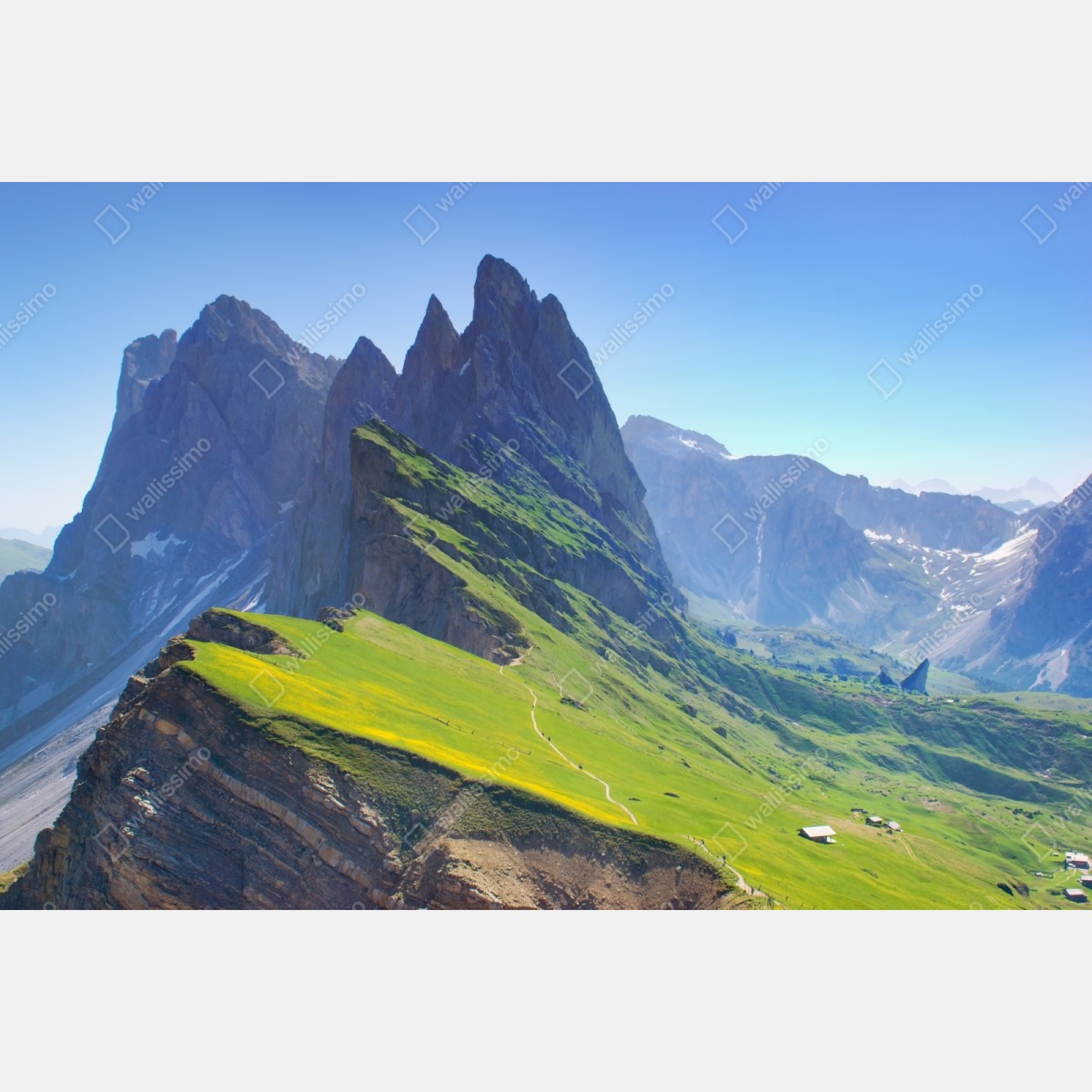 Repositionierbarer Aufkleber majestätische Seceda in den Dolomiten – Wallnifity® Repositionierbarer Aufkleber majestätische Seceda in den Dolomiten – Wallnifity®
