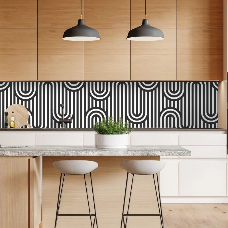 Repositionierbarer Aufkleber schwarz-weiß geometrisches optisches muster – Wallnifity® Repositionierbarer Aufkleber schwarz-weiß geometrisches optisches muster – Wallnifity®