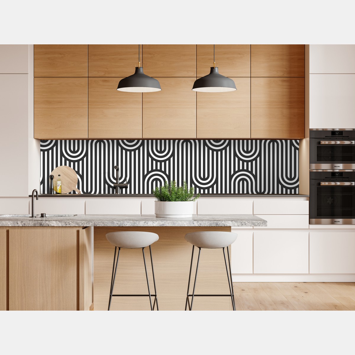 Repositionierbarer Aufkleber schwarz-weiß geometrisches optisches muster – Wallnifity® Repositionierbarer Aufkleber schwarz-weiß geometrisches optisches muster – Wallnifity®