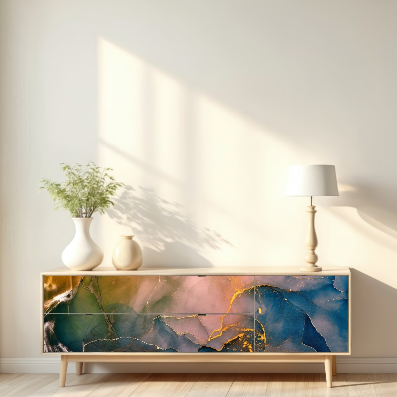 Repositionierbarer Aufkleber blaues und goldenes abstraktes marmormotiv – Wallnifity® Repositionierbarer Aufkleber blaues und goldenes abstraktes marmormotiv – Wallnifity®